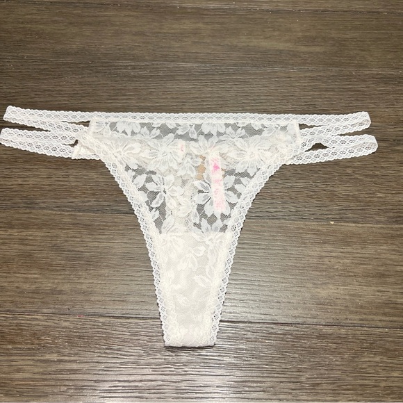 Victoria’s Secret PINK High Leg Low Rise Thong White Lace Panties XXL - Picture 1 of 11